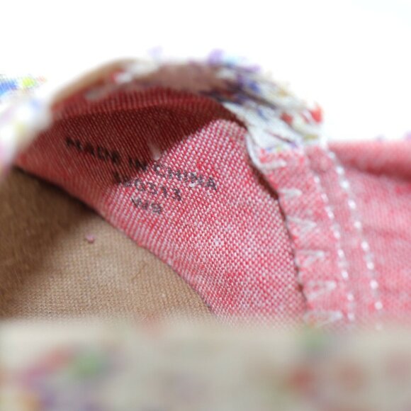 TOMS Womens Bernardo Pump Size 9 White Red Splash Canvas Open Toe Wedge Heel - Picture 11 of 12